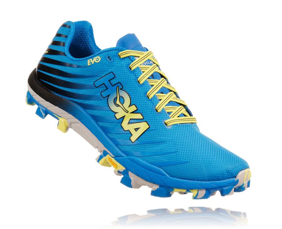 Tenis Hoka One One Trail Hombre Azules - Evo Jawz - DVRU23046